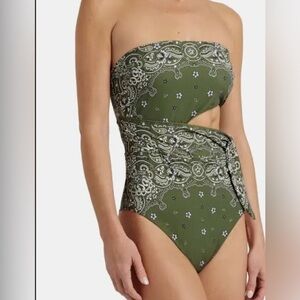 Zimmerman bandana print bandeau cutout one piece bathing suit